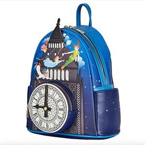 NWT Loungefly Disney Peter Pan Glow Clock Womens Double Strap Shoulder Bag Purse